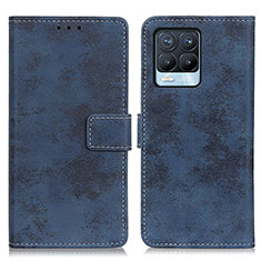 Custodia Portafoglio In Pelle Cover con Supporto D05Y per Realme 8 4G Blu