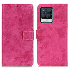 Custodia Portafoglio In Pelle Cover con Supporto D05Y per Realme 8 Pro Rosa Caldo