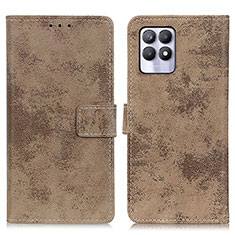 Custodia Portafoglio In Pelle Cover con Supporto D05Y per Realme 8i Khaki