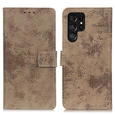 Custodia Portafoglio In Pelle Cover con Supporto D05Y per Samsung Galaxy S21 Ultra 5G Khaki