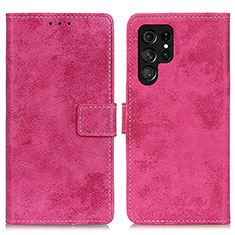 Custodia Portafoglio In Pelle Cover con Supporto D05Y per Samsung Galaxy S21 Ultra 5G Rosa Caldo
