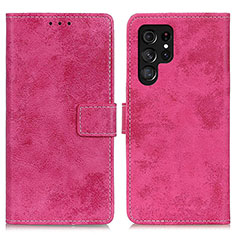 Custodia Portafoglio In Pelle Cover con Supporto D05Y per Samsung Galaxy S24 Ultra 5G Rosa Caldo