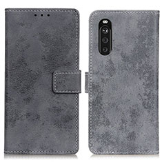 Custodia Portafoglio In Pelle Cover con Supporto D05Y per Sony Xperia 10 III Lite Grigio