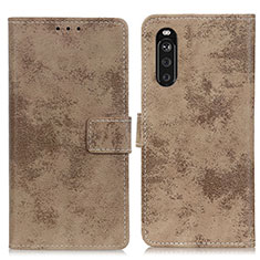 Custodia Portafoglio In Pelle Cover con Supporto D05Y per Sony Xperia 10 III SO-52B Khaki