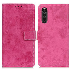 Custodia Portafoglio In Pelle Cover con Supporto D05Y per Sony Xperia 10 III SO-52B Rosa Caldo