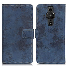 Custodia Portafoglio In Pelle Cover con Supporto D05Y per Sony Xperia PRO-I Blu