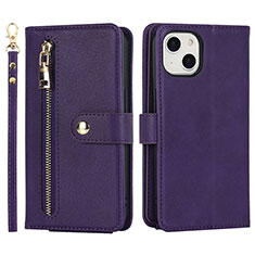 Custodia Portafoglio In Pelle Cover con Supporto D06T per Apple iPhone 14 Viola