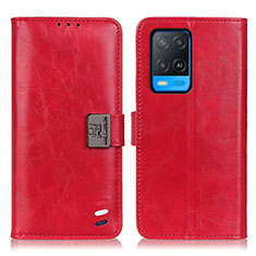 Custodia Portafoglio In Pelle Cover con Supporto D06Y per Oppo A54 4G Rosso