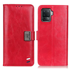 Custodia Portafoglio In Pelle Cover con Supporto D06Y per Oppo Reno5 F Rosso