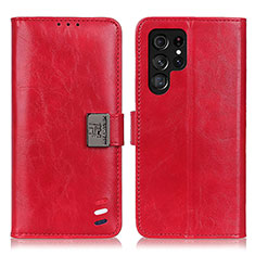 Custodia Portafoglio In Pelle Cover con Supporto D06Y per Samsung Galaxy S21 Ultra 5G Rosso