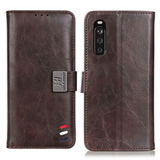 Custodia Portafoglio In Pelle Cover con Supporto D06Y per Sony Xperia 10 III Lite Marrone