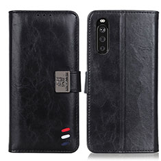 Custodia Portafoglio In Pelle Cover con Supporto D06Y per Sony Xperia 10 III Lite Nero