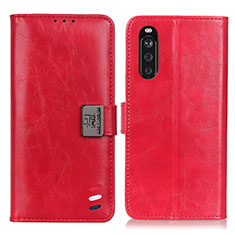 Custodia Portafoglio In Pelle Cover con Supporto D06Y per Sony Xperia 10 III Lite Rosso