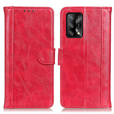 Custodia Portafoglio In Pelle Cover con Supporto D07Y per Oppo A74 4G Rosso