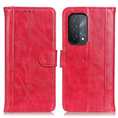 Custodia Portafoglio In Pelle Cover con Supporto D07Y per Oppo A74 5G Rosso