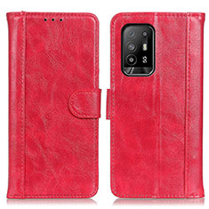 Custodia Portafoglio In Pelle Cover con Supporto D07Y per Oppo A95 5G Rosso