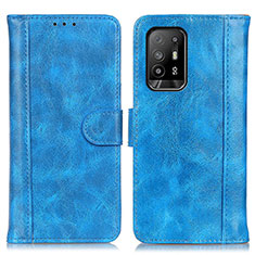 Custodia Portafoglio In Pelle Cover con Supporto D07Y per Oppo F19 Pro+ Plus 5G Cielo Blu