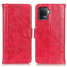 Custodia Portafoglio In Pelle Cover con Supporto D07Y per Oppo F19 Pro Rosso