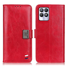 Custodia Portafoglio In Pelle Cover con Supporto D07Y per Realme 8i Rosso