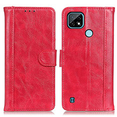 Custodia Portafoglio In Pelle Cover con Supporto D07Y per Realme C21 Rosso