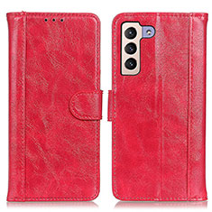 Custodia Portafoglio In Pelle Cover con Supporto D07Y per Samsung Galaxy S23 5G Rosso