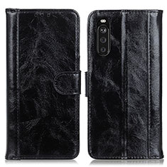 Custodia Portafoglio In Pelle Cover con Supporto D07Y per Sony Xperia 10 III Lite Nero