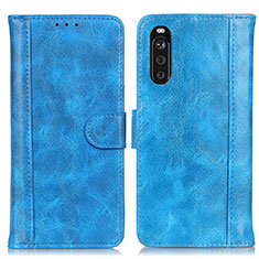 Custodia Portafoglio In Pelle Cover con Supporto D07Y per Sony Xperia 10 III SO-52B Cielo Blu