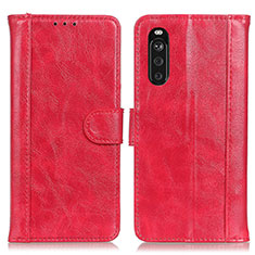 Custodia Portafoglio In Pelle Cover con Supporto D07Y per Sony Xperia 10 III SO-52B Rosso