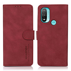 Custodia Portafoglio In Pelle Cover con Supporto D08Y per Motorola Moto E20 Rosso