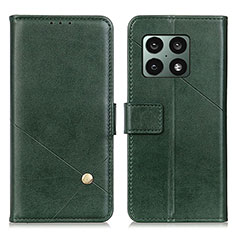 Custodia Portafoglio In Pelle Cover con Supporto D08Y per OnePlus 10 Pro 5G Verde