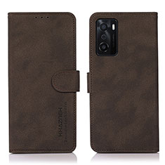 Custodia Portafoglio In Pelle Cover con Supporto D08Y per Oppo A55S 5G Marrone