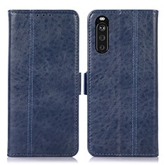 Custodia Portafoglio In Pelle Cover con Supporto D08Y per Sony Xperia 10 III Lite Blu