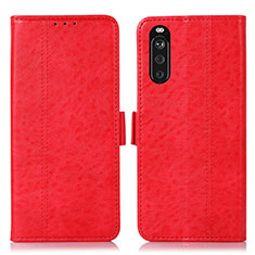 Custodia Portafoglio In Pelle Cover con Supporto D08Y per Sony Xperia 10 III Lite Rosso