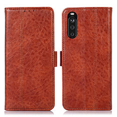 Custodia Portafoglio In Pelle Cover con Supporto D08Y per Sony Xperia 10 III SO-52B Marrone