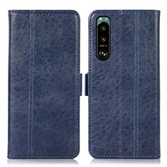 Custodia Portafoglio In Pelle Cover con Supporto D08Y per Sony Xperia 5 III Blu