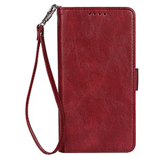 Custodia Portafoglio In Pelle Cover con Supporto D09T per Samsung Galaxy S22 5G Rosso