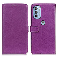 Custodia Portafoglio In Pelle Cover con Supporto D09Y per Motorola Moto G31 Viola