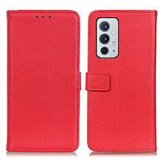 Custodia Portafoglio In Pelle Cover con Supporto D09Y per OnePlus 9RT 5G Rosso