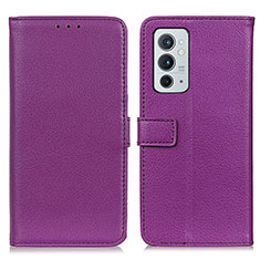 Custodia Portafoglio In Pelle Cover con Supporto D09Y per OnePlus 9RT 5G Viola