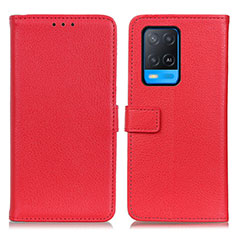 Custodia Portafoglio In Pelle Cover con Supporto D09Y per Oppo A54 4G Rosso