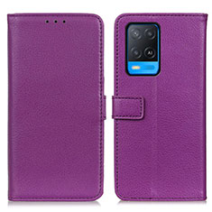 Custodia Portafoglio In Pelle Cover con Supporto D09Y per Oppo A54 4G Viola