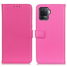 Custodia Portafoglio In Pelle Cover con Supporto D09Y per Oppo F19 Pro Rosa Caldo