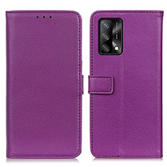 Custodia Portafoglio In Pelle Cover con Supporto D09Y per Oppo F19s Viola