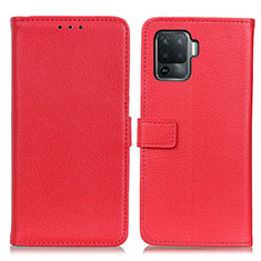 Custodia Portafoglio In Pelle Cover con Supporto D09Y per Oppo Reno5 F Rosso