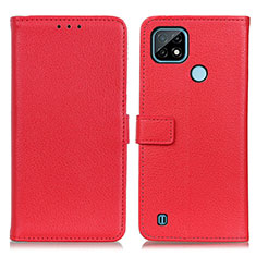 Custodia Portafoglio In Pelle Cover con Supporto D09Y per Realme C21 Rosso