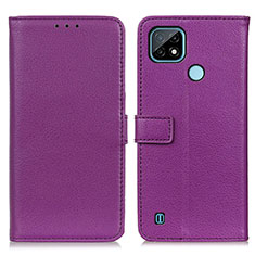 Custodia Portafoglio In Pelle Cover con Supporto D09Y per Realme C21 Viola