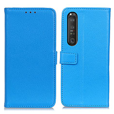 Custodia Portafoglio In Pelle Cover con Supporto D09Y per Sony Xperia 1 III Cielo Blu