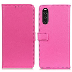 Custodia Portafoglio In Pelle Cover con Supporto D09Y per Sony Xperia 10 III Lite Rosa Caldo