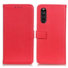 Custodia Portafoglio In Pelle Cover con Supporto D09Y per Sony Xperia 10 III Lite Rosso