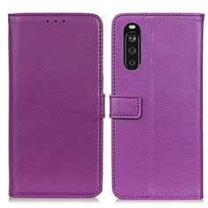 Custodia Portafoglio In Pelle Cover con Supporto D09Y per Sony Xperia 10 III SO-52B Viola